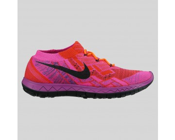 Damen & Herren - Nike Wmns Free 3.0 Flyknit Hyper Orange Schwarz Vivid lila