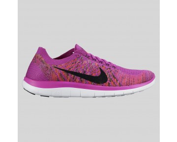 Damen & Herren - Nike Wmns Free 4.0 Flyknit Vivid lila Schwarz Fuchsia Glühen