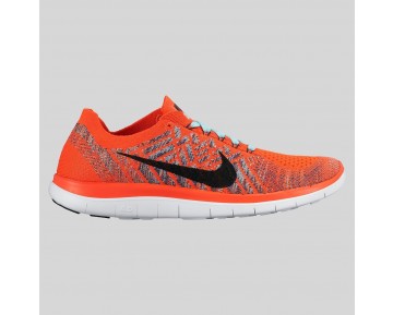 Damen & Herren - Nike Wmns Free 4.0 Flyknit Hell Karmesinrot Schwarz Brave Blau