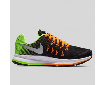 Damen & Herren - Nike Zoom Pegasus 33 (GS) Schwarz Metallisch Silber Volt Total Orange