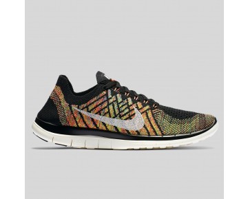 Damen & Herren - Nike Wmns Free 4.0 Flyknit Schwarz Sail Hyper Orange