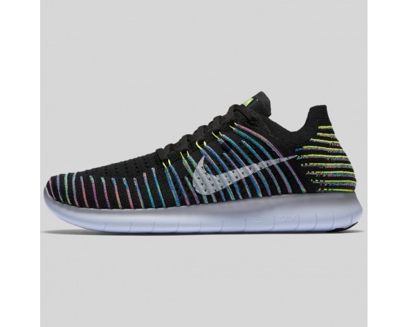 Damen & Herren - Nike Free RN Flyknit Schwarz Weiß Volt Blau Lagune