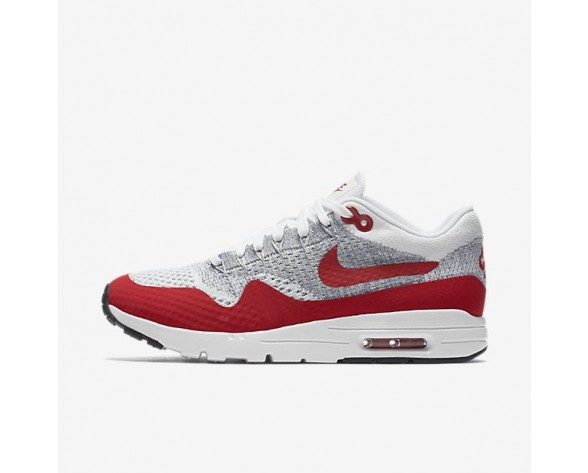 Nike Air Max 1 Ultra Flyknit Sneaker - Weiß/Reines Platin/Kühles Grau/Universität Rot