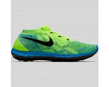 Damen & Herren - Nike Free 3.0 Flyknit Volt Schwarz Blau Lagune