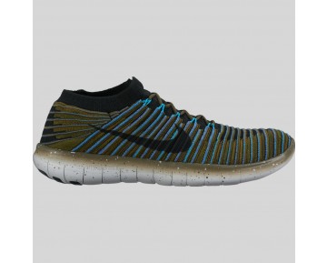 Damen & Herren - Nike Free RN Motion Flyknit Sequoia Schwarz Blau Glühen