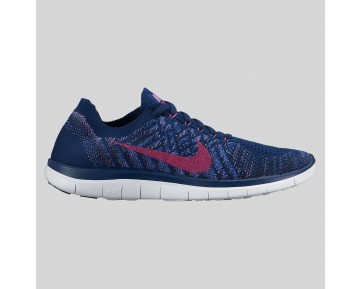 Damen & Herren - Nike Wmns Free 4.0 Flyknit Brave Blau Fuchsia Glühen