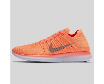 Damen & Herren - Nike Wmns Free RN Flyknit Hell Mango Wolf Grau Peach Cream