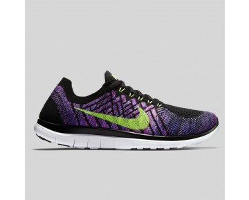 Damen & Herren - Nike Wmns Free 4.0 Flyknit Schwarz Fuchsia Glühen Flash Lime